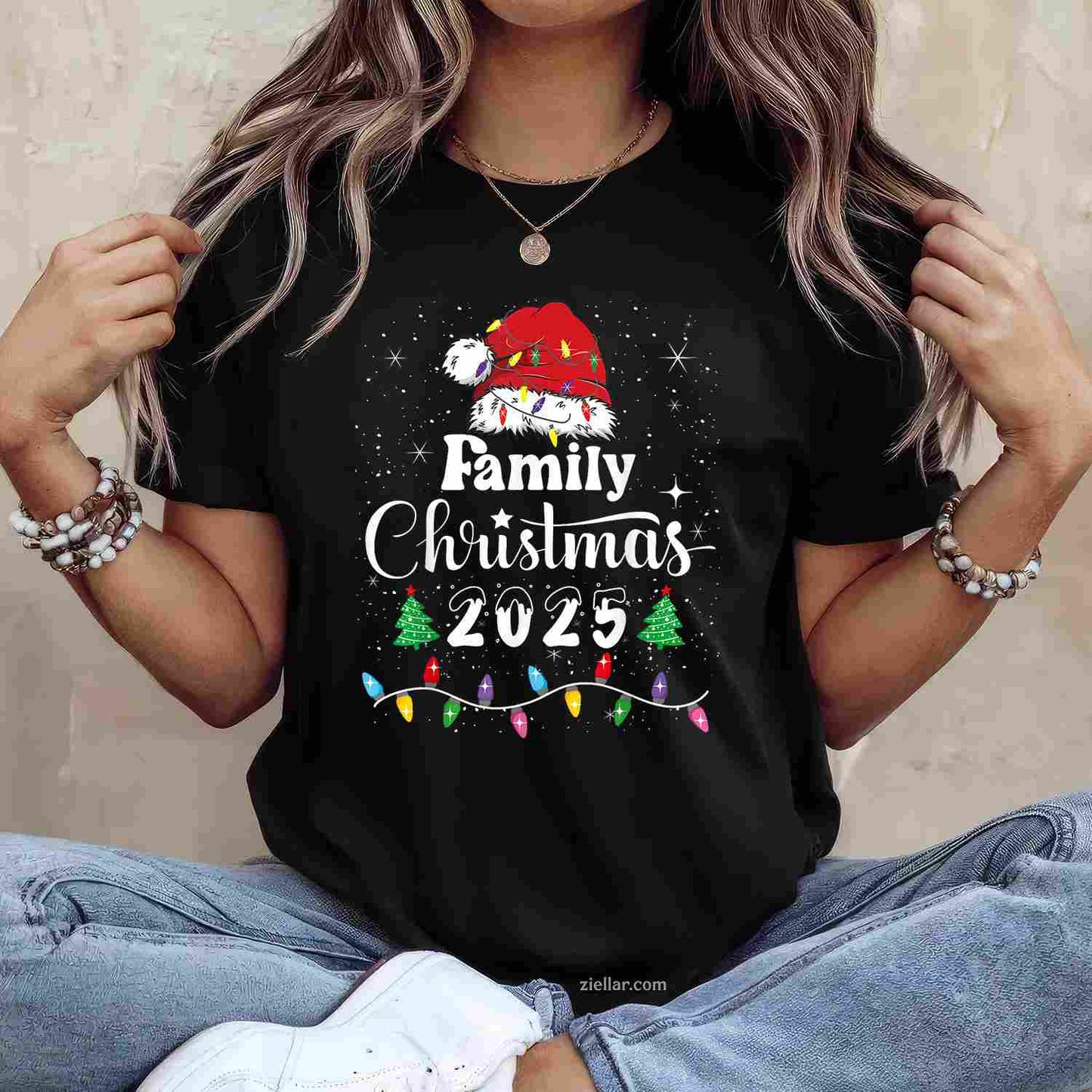 Santa Bigfoot Christmas Tree Xmas Lights Funny Sasquatch T-Shirt, A Bigfoot Sasquatch Christmas Tee For Adults