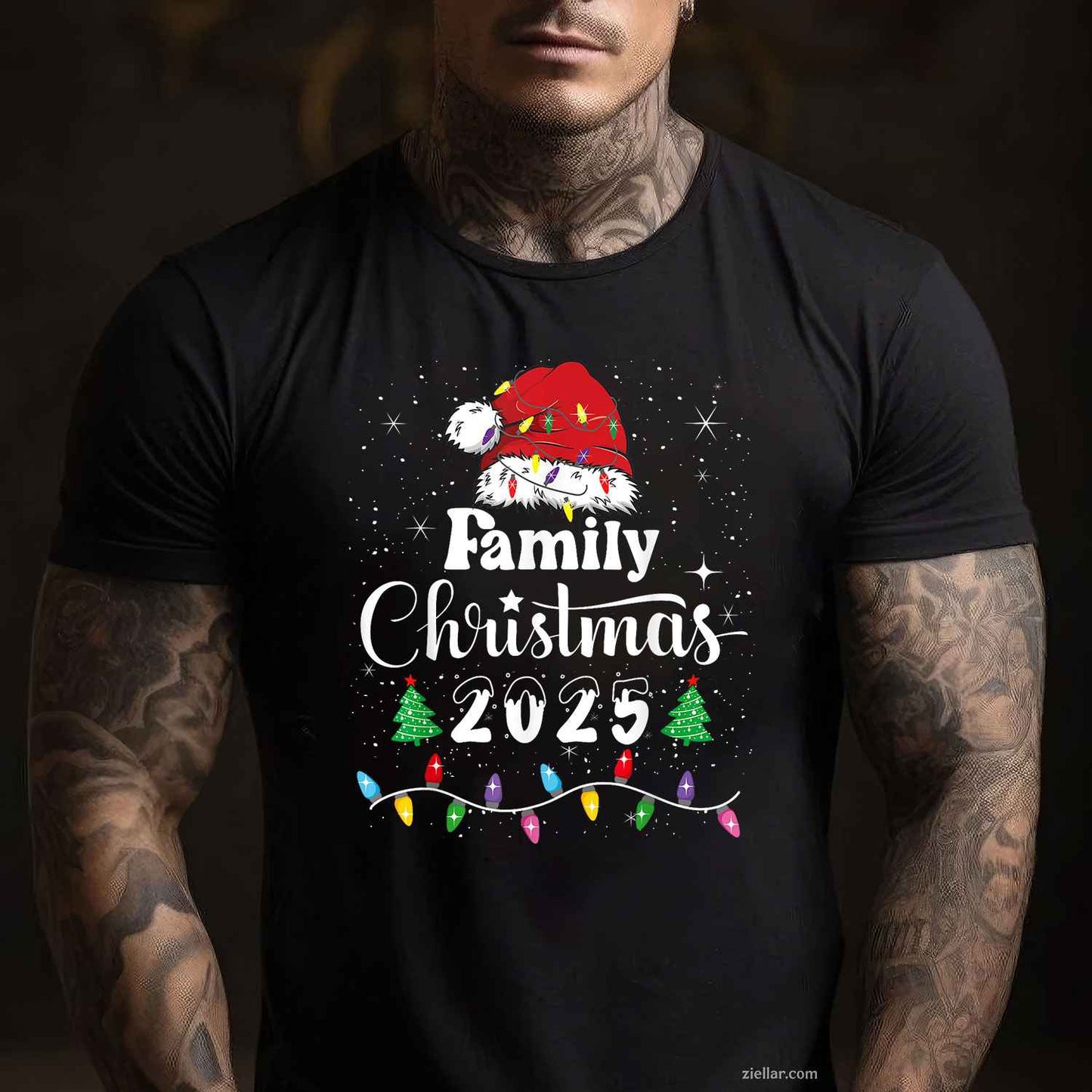 Santa Bigfoot Christmas Tree Xmas Lights Funny Sasquatch T-Shirt, A Bigfoot Sasquatch Christmas Tee For Adults