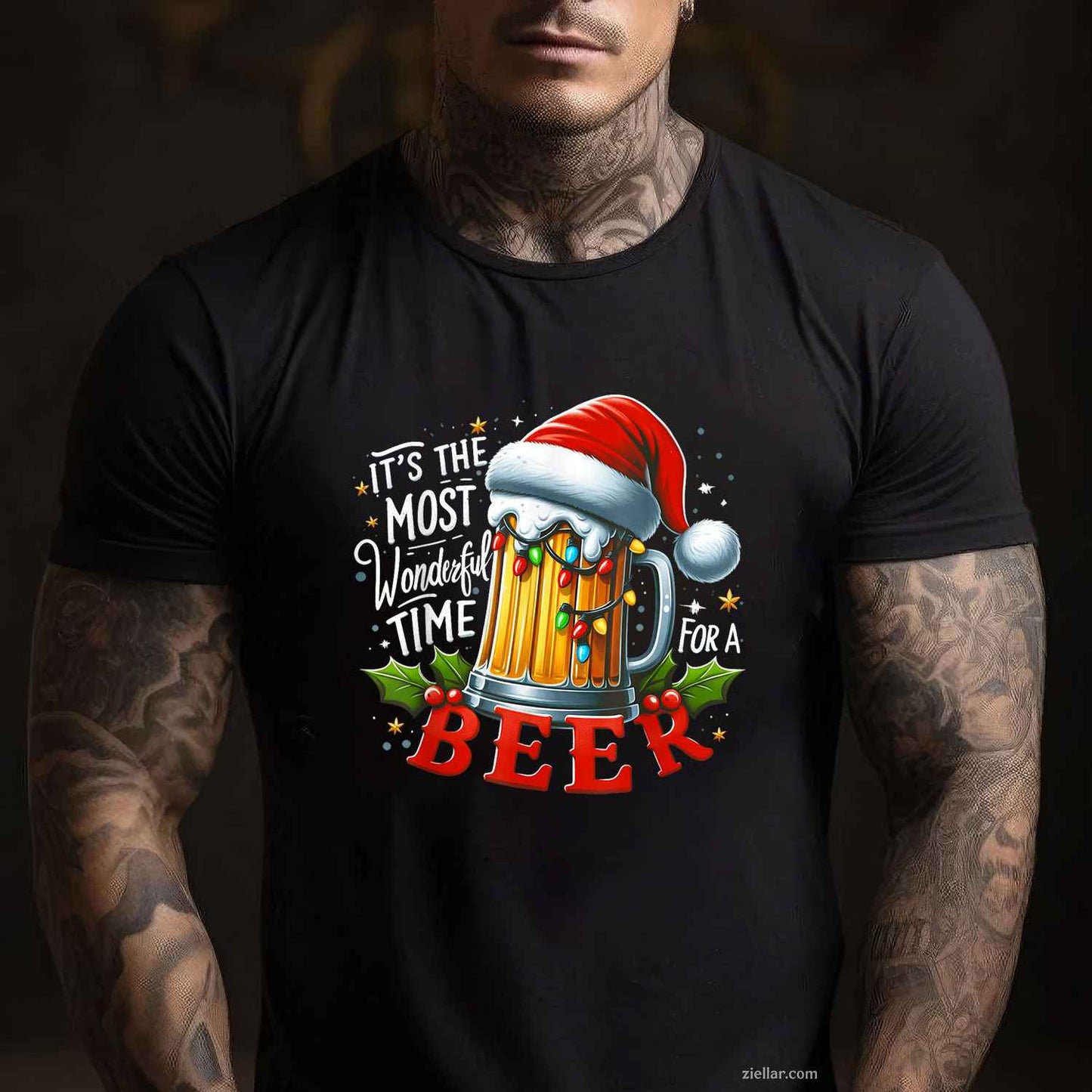 Santa It'S The Most Wonderful Time For A Beer Christmas T-Shirt, A Funny Christmas Beer Lover Holiday Tee
