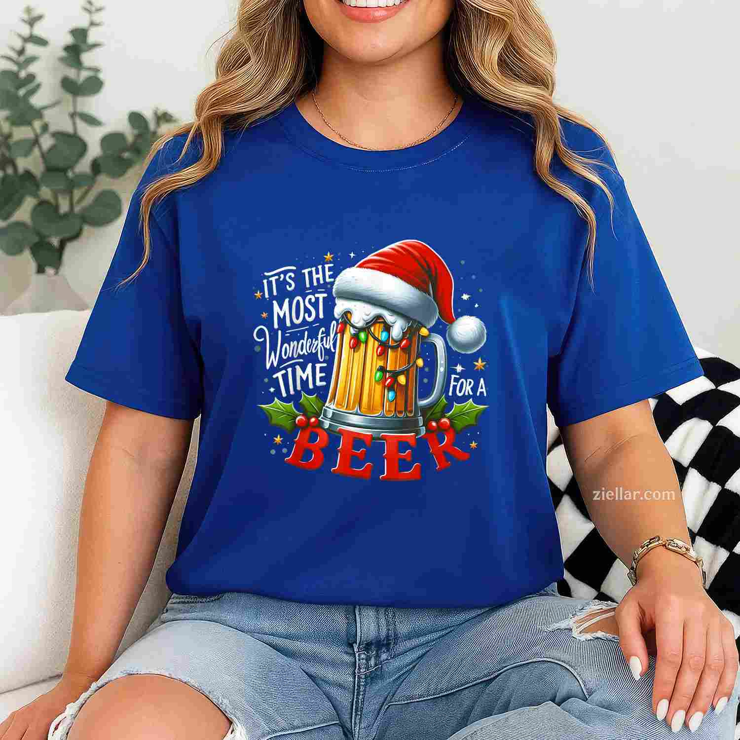 Santa It'S The Most Wonderful Time For A Beer Christmas T-Shirt, A Funny Christmas Beer Lover Holiday Tee