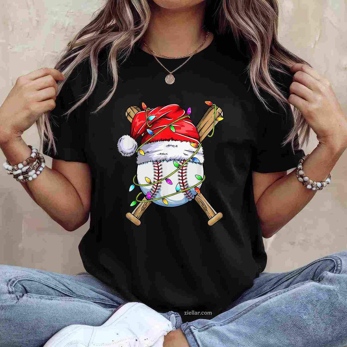 Santa Sports Design For Men Christmas Baseball Player T-Shirt, A Funny Sports Christmas Tee For Adult