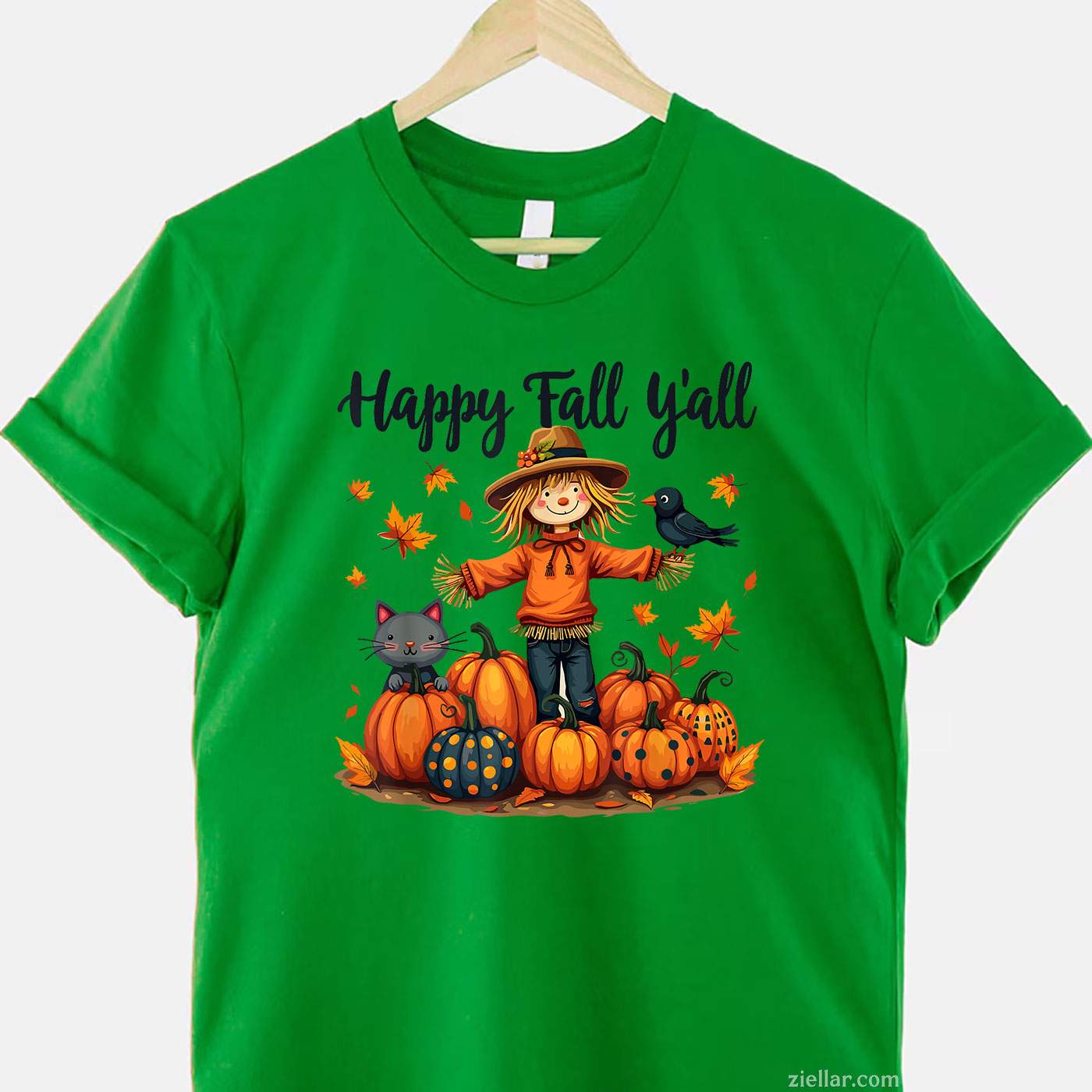Scarecrow Happy Fall Y'all Thanksgiving Halloween Women Men T-Shirt and Tee for Adults Men Women Unisex