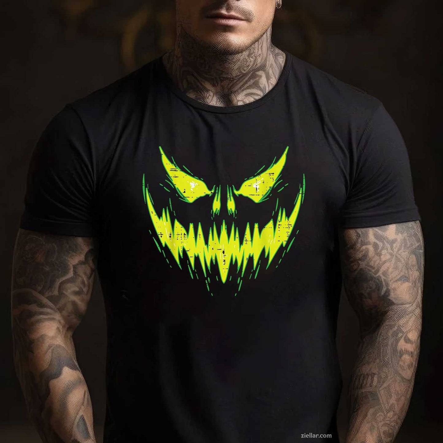 Scary Pumpkin Jack O Lantern Face Halloween Men Tee, Halloween T-Shirt for Men Women Adults Unisex, Aesthetic Streetwear Top, Soft Cotton Premium Print