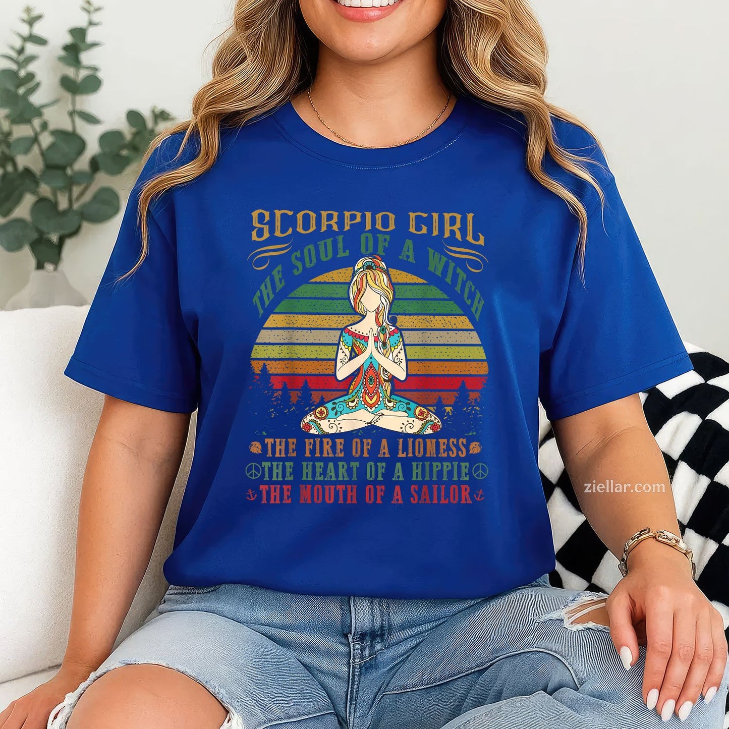 Scorpio Girl Yoga Tee and T-Shirt, Black Women Birthday Zodiac T-Shirt Gift for Adults