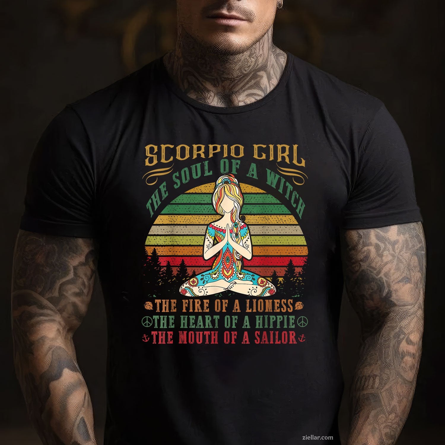 Scorpio Girl Yoga Tee and T-Shirt, Black Women Birthday Zodiac T-Shirt Gift for Adults