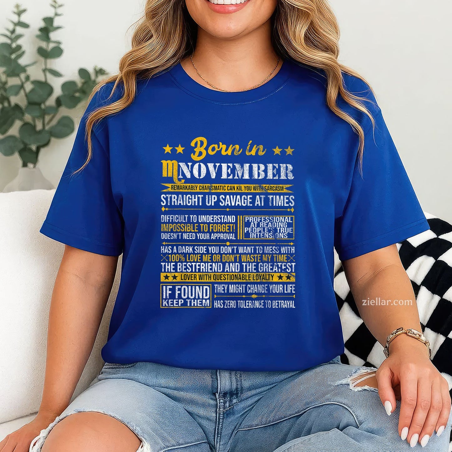 Scorpio Horoscope Tee and T-Shirt, Born in November Zodiac Birthday T-Shirt for Adults