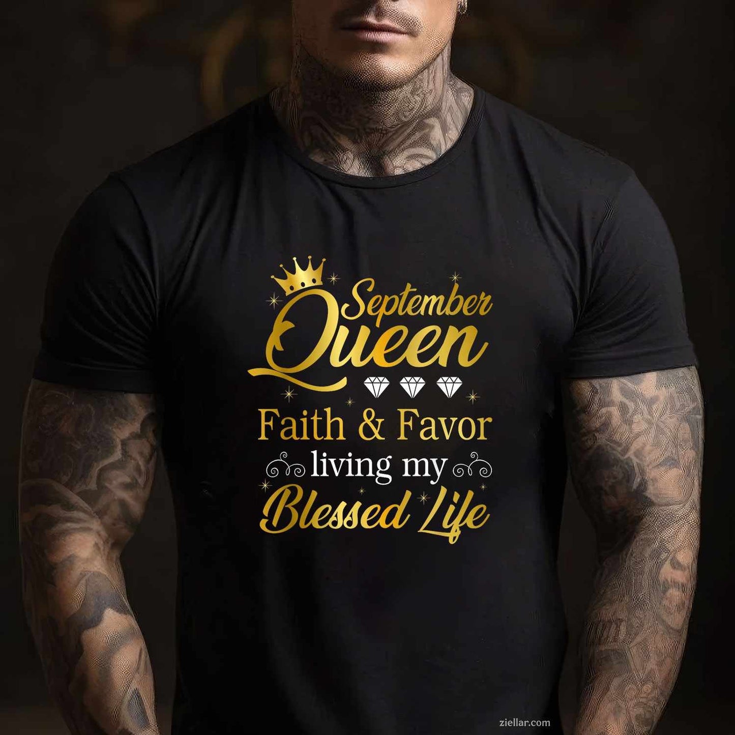 September Queen Living My Best Life Virgo Libra Black Queen T-Shirt Tee for Men Women Adults Unisex Perfect Gift