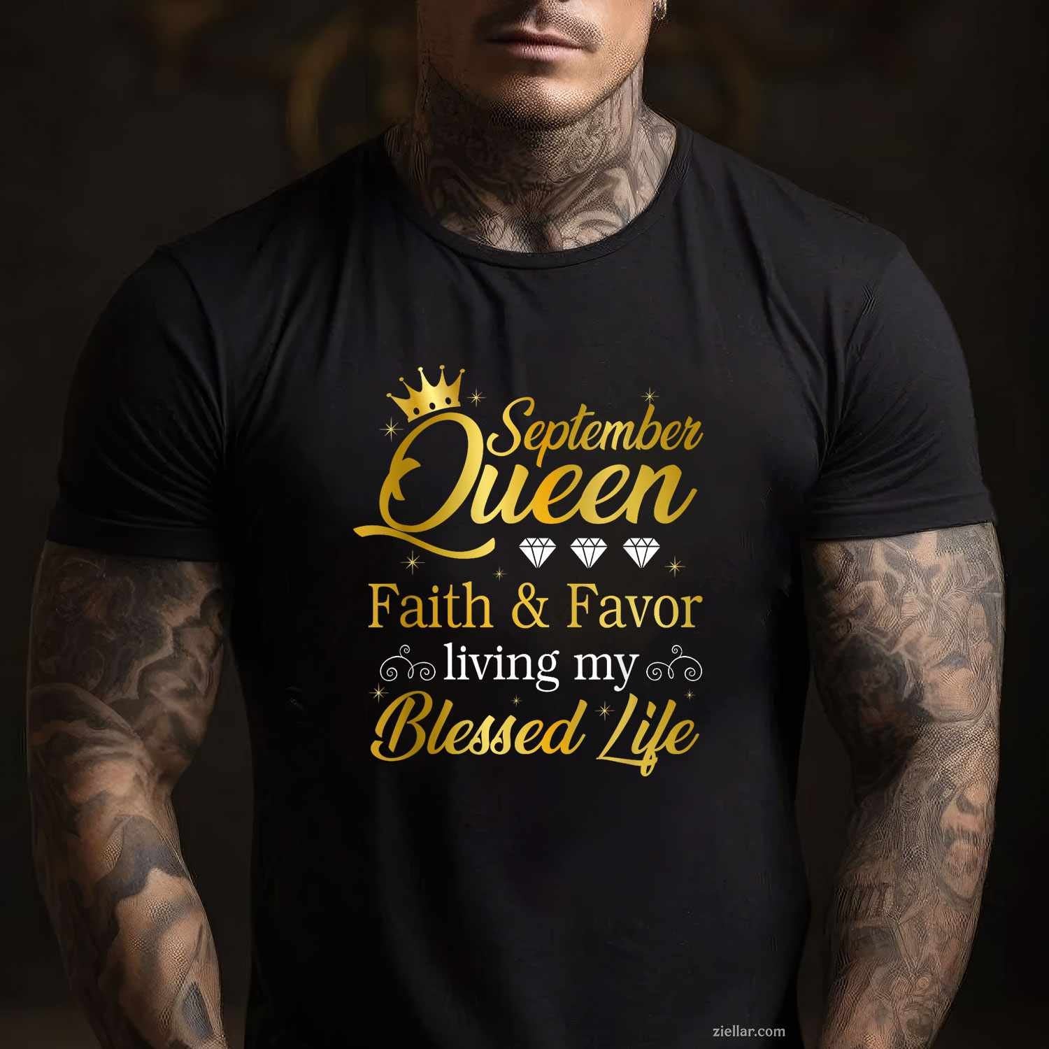 September Queen Living My Best Life Virgo Libra Black Queen T-Shirt Tee for Men Women Adults Unisex Perfect Gift