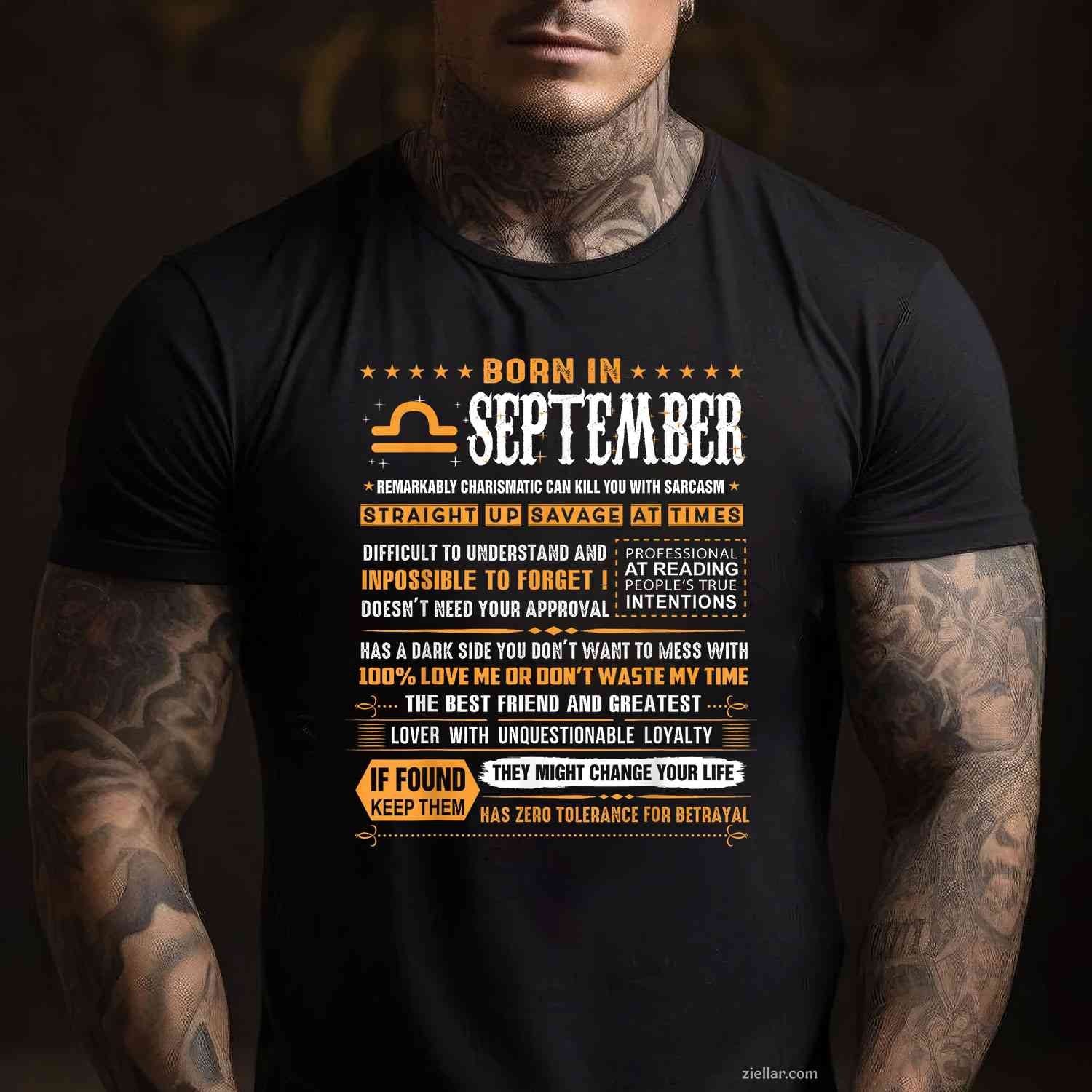September Birthday Gifts - Born In September Libra T-Shirt Tee for Men Women Adults Unisex