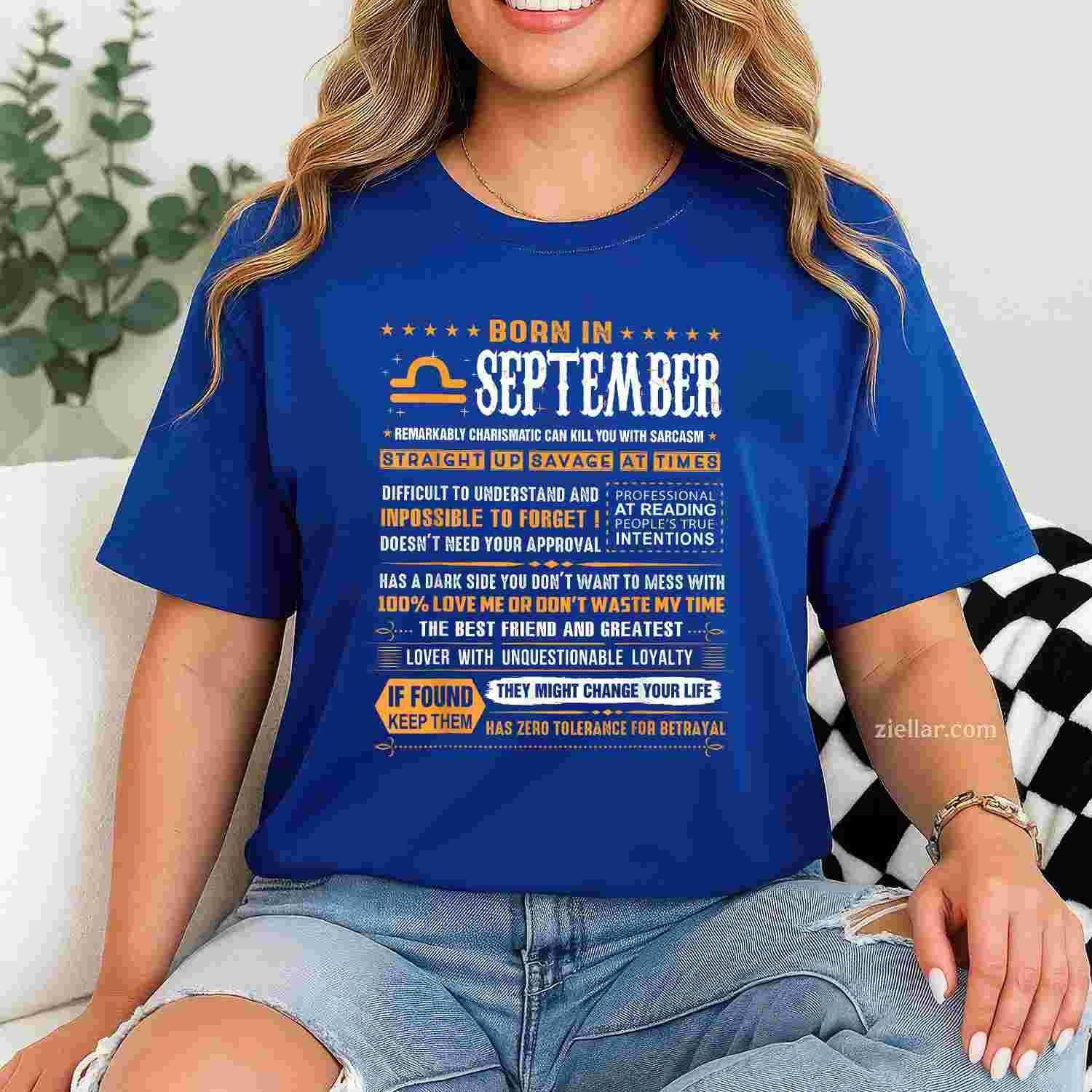 September Birthday Gifts - Born In September Libra T-Shirt Tee for Men Women Adults Unisex