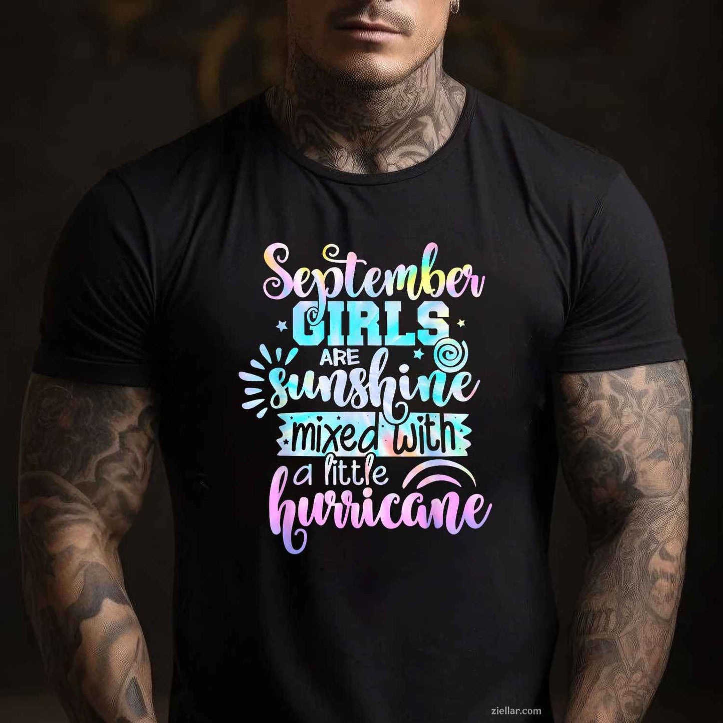 September Are Sunshine Mixed With A Little Hurricane T-Shirt Tee for Men Women Adults Unisex