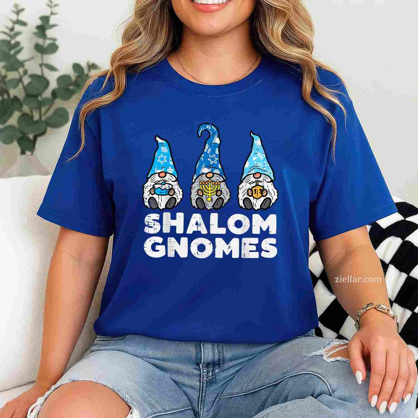 Shalom Gnomes Funny Jew Hanukkah Pajamas Chanukah Pjs Women T-Shirt_ Cute Holiday Pj Tee For Adults