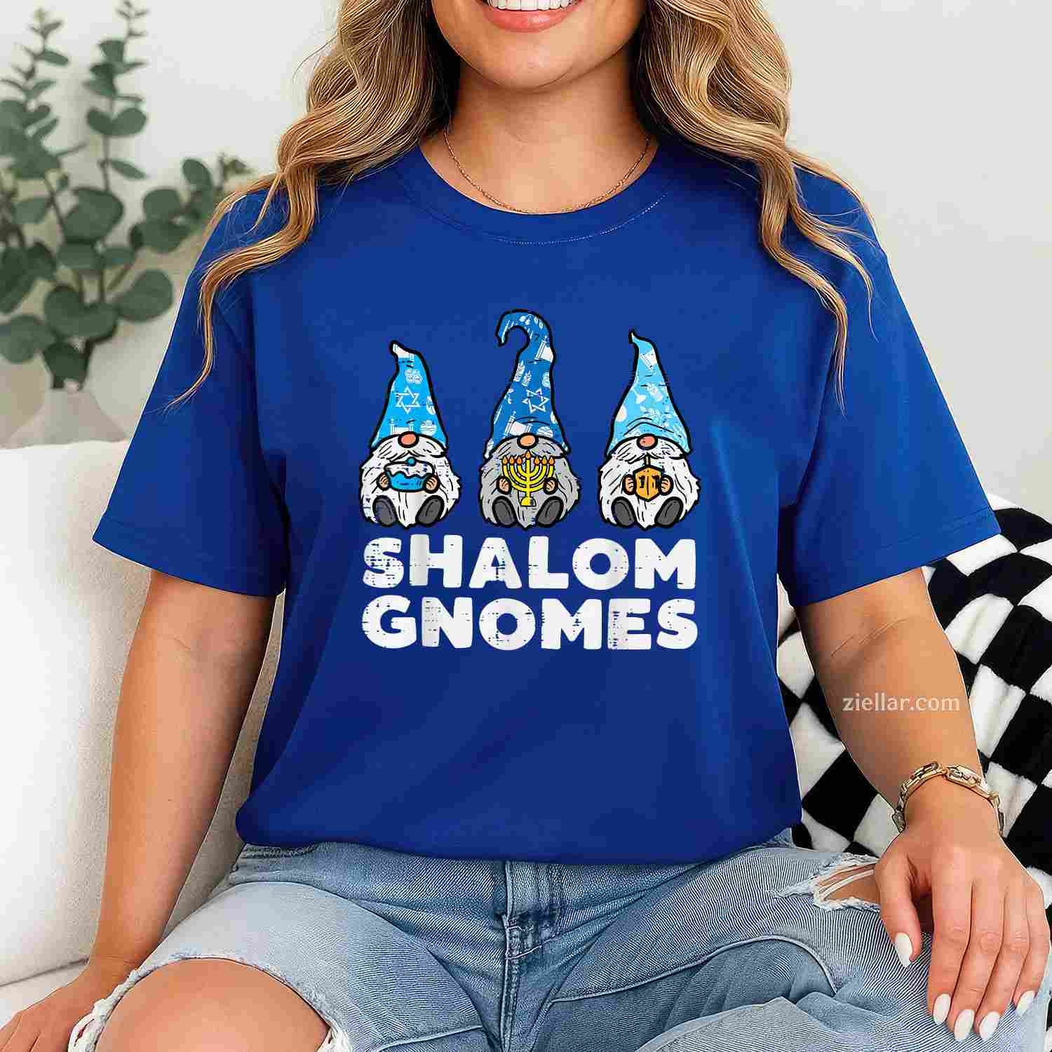Shalom Gnomes Funny Jew Hanukkah Pajamas Chanukah Pjs Women T-Shirt_ Cute Holiday Pj Tee For Adults