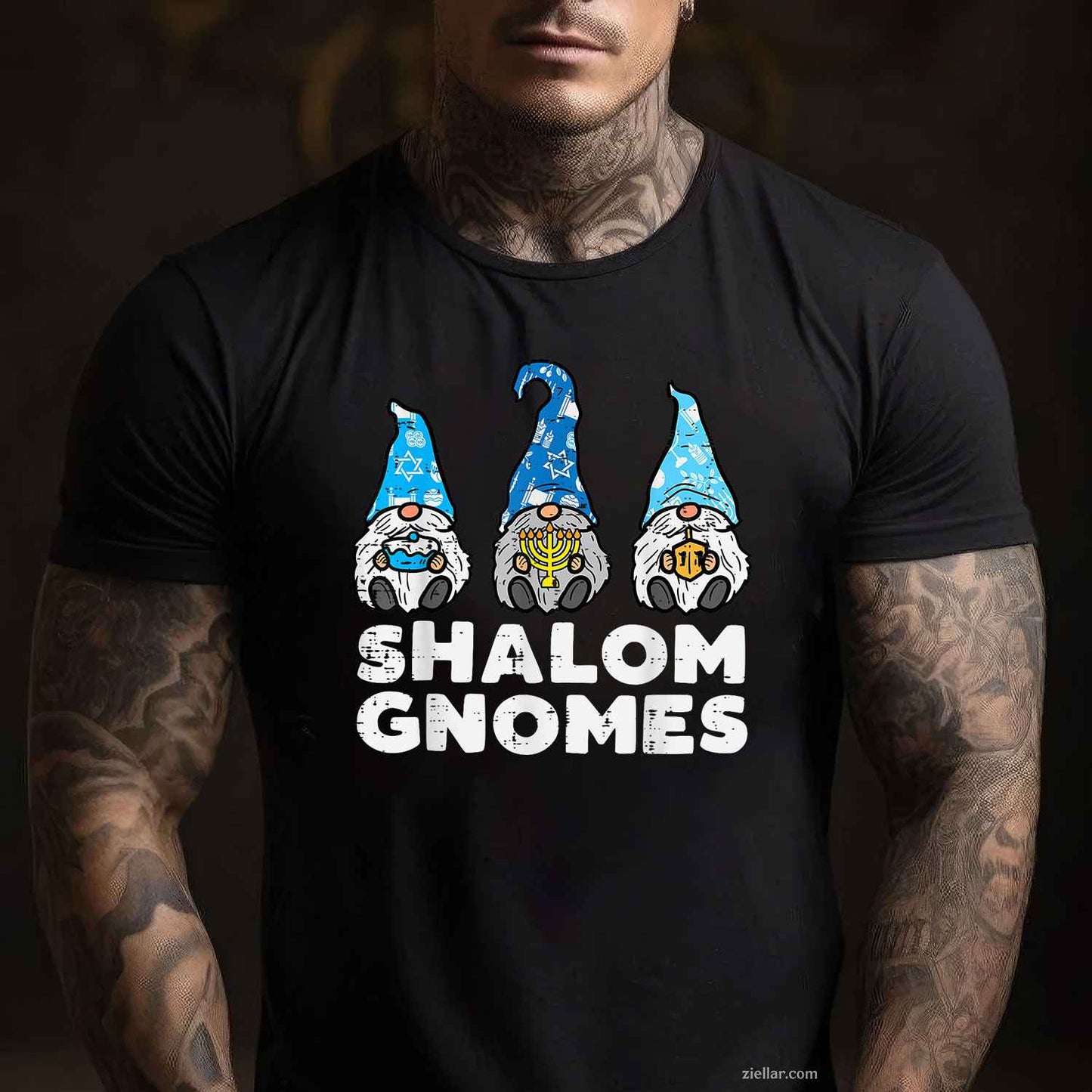 Shalom Gnomes Funny Jew Hanukkah Pajamas Chanukah Pjs Women T-Shirt_ Cute Holiday Pj Tee For Adults
