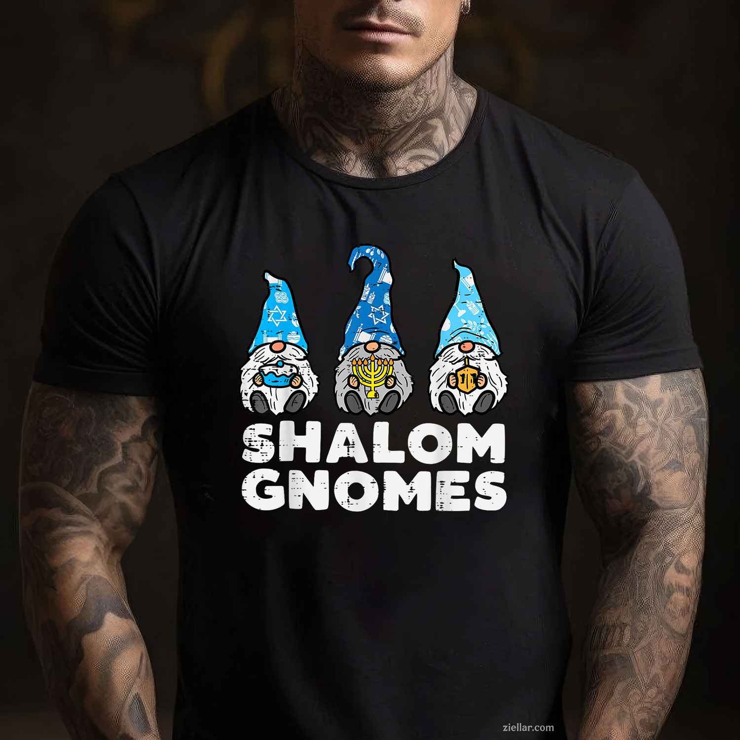 Shalom Gnomes Funny Jew Hanukkah Pajamas Chanukah Pjs Women T-Shirt_ Cute Holiday Pj Tee For Adults