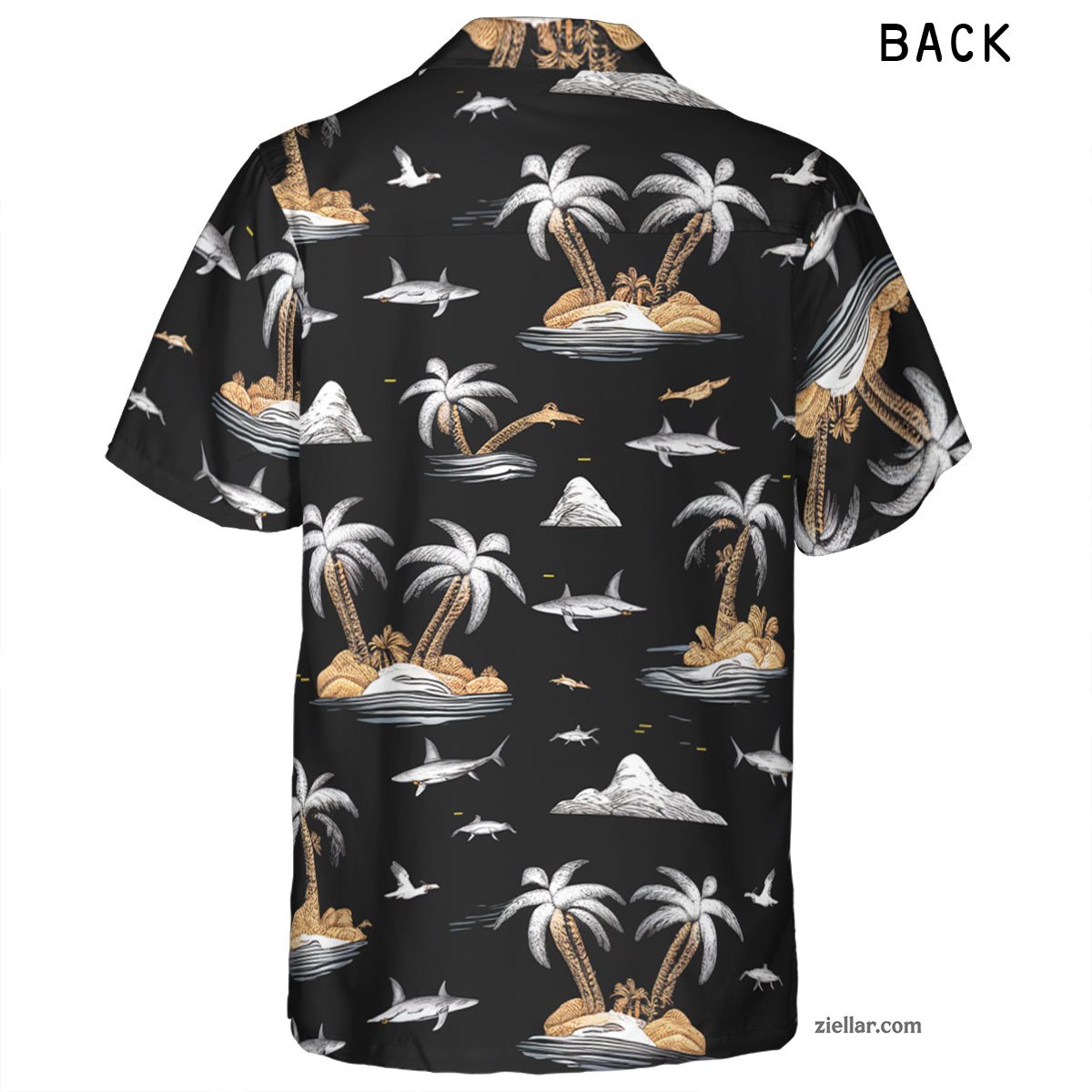 Shark and Island Hawaiian Shirt Tee, Unique Summer Aloha Shirt Adults