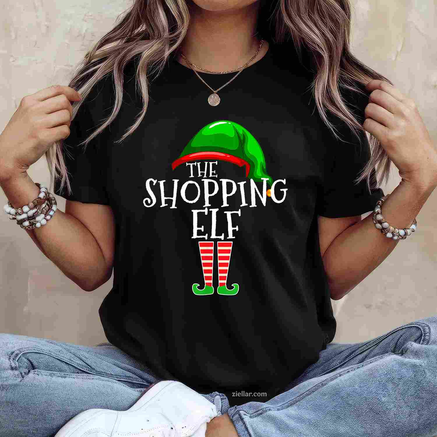 Shopping Elf Group Matching Family Christmas T-Shirt, A Funny Shopping Elf Family Christmas Tee
