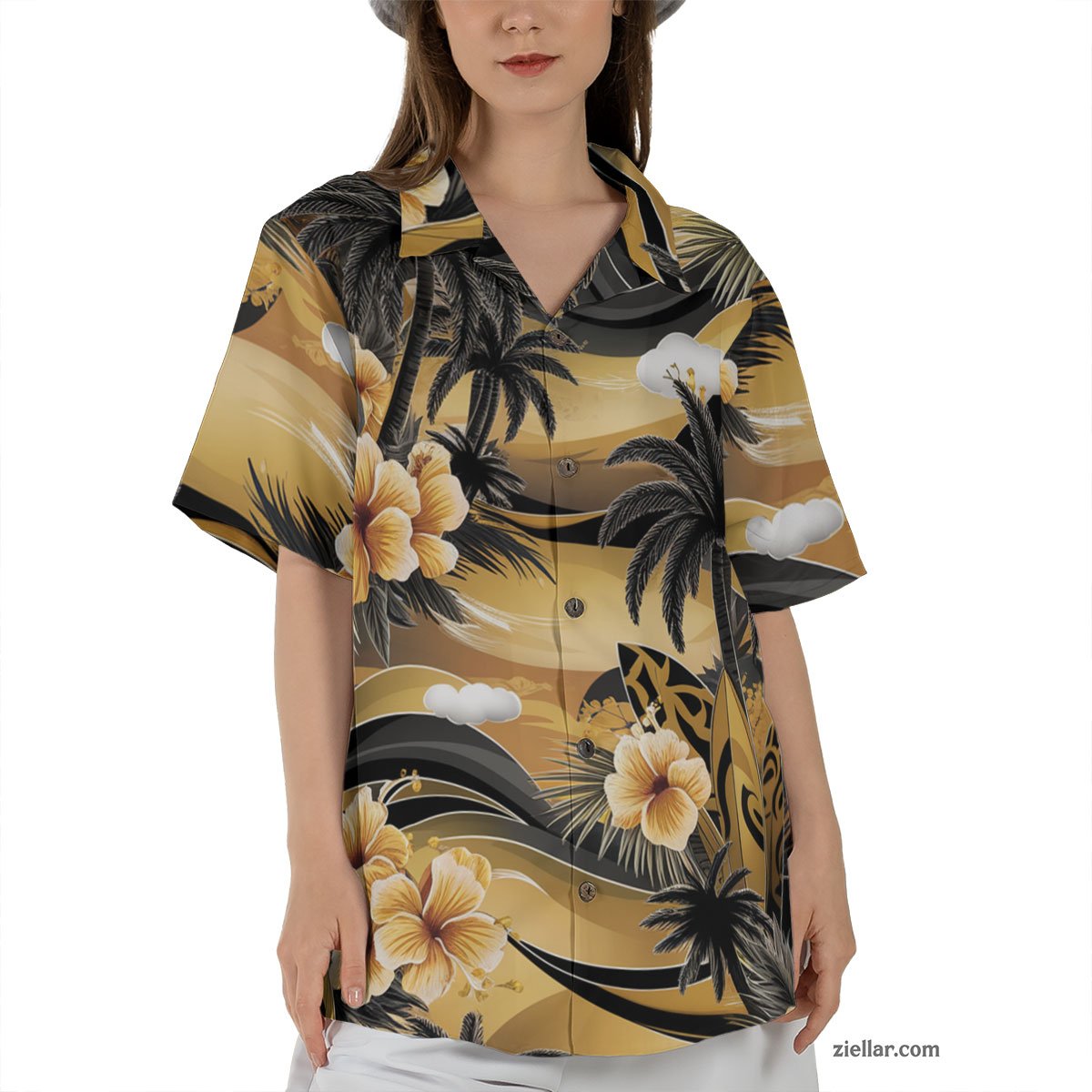 Short Sleeve Button Down Hawaiian Shirt and Tee, Vacation Beachwear Men
