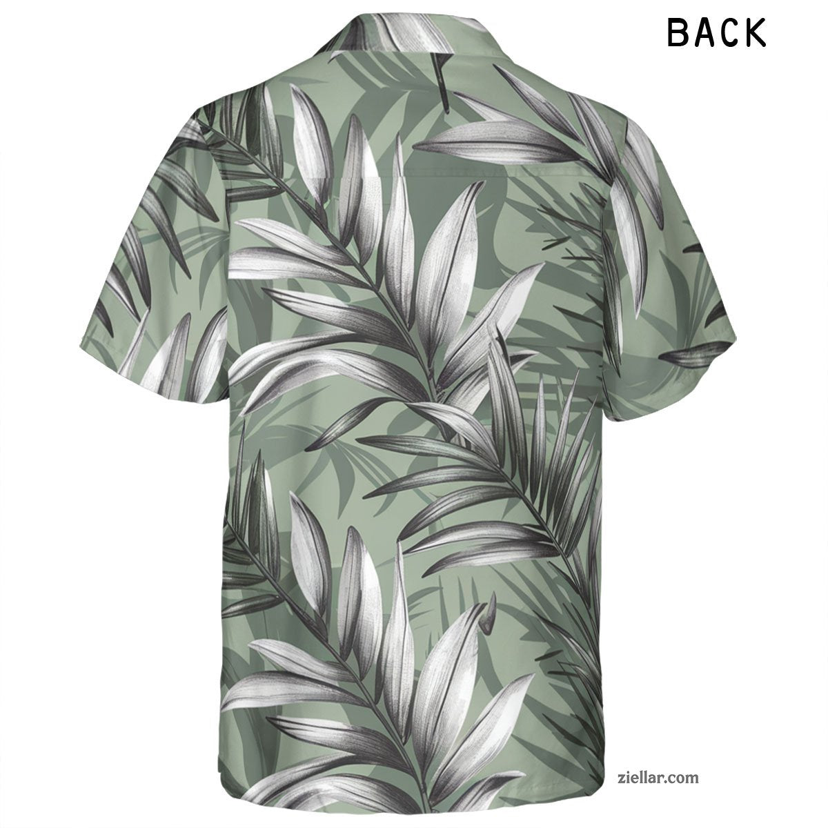 Short Sleeve Green Palm Hawaiian Shirt Tee, Tropical Beachwear for Adults