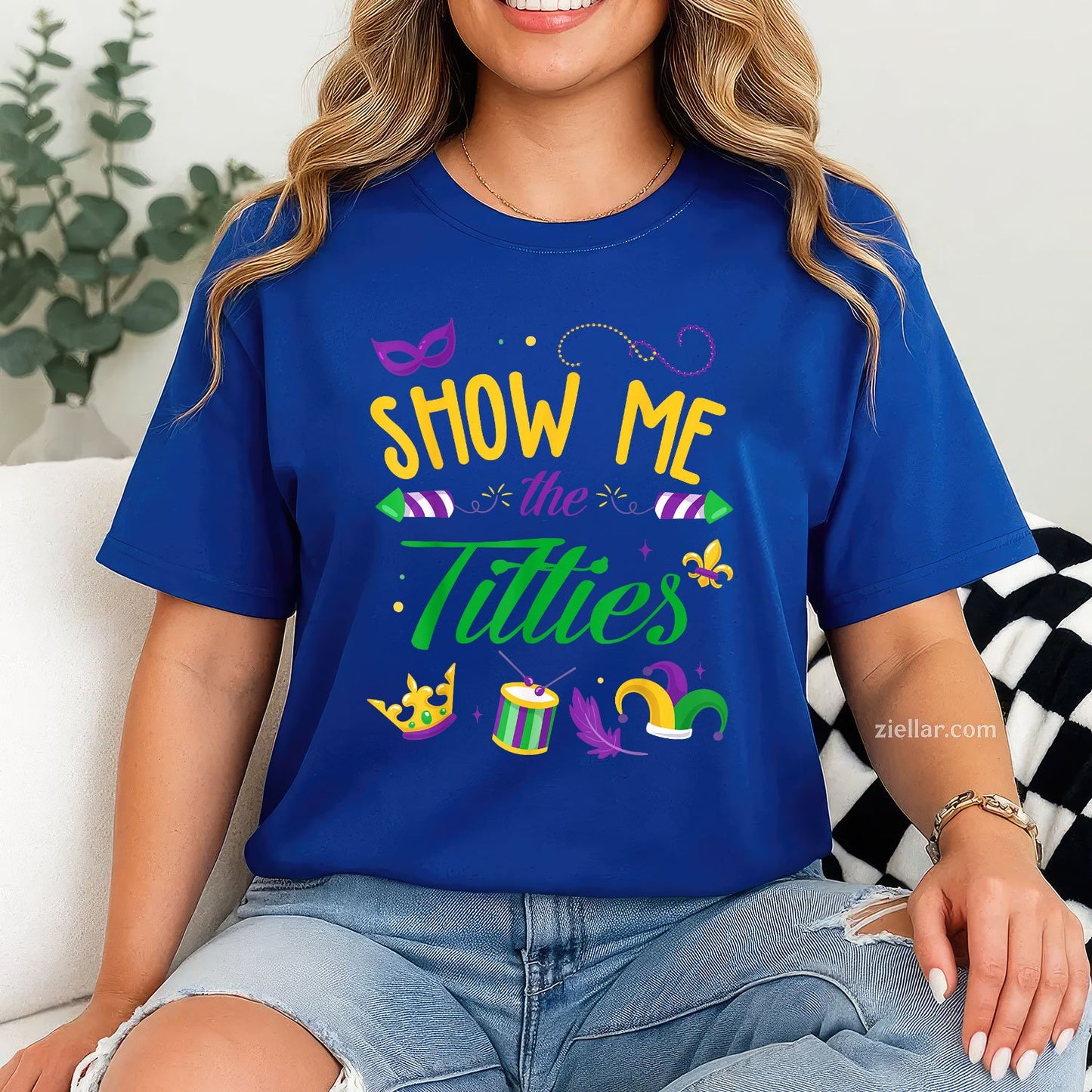 Show Me the Titties Tee and T-Shirt, Funny Mardi Gras T-Shirt Gift for Bold Adults at the Parade