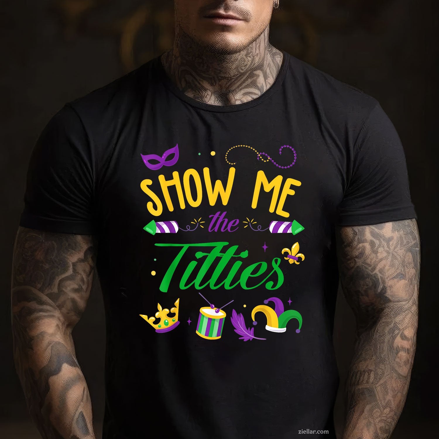 Show Me the Titties Tee and T-Shirt, Funny Mardi Gras T-Shirt Gift for Bold Adults at the Parade