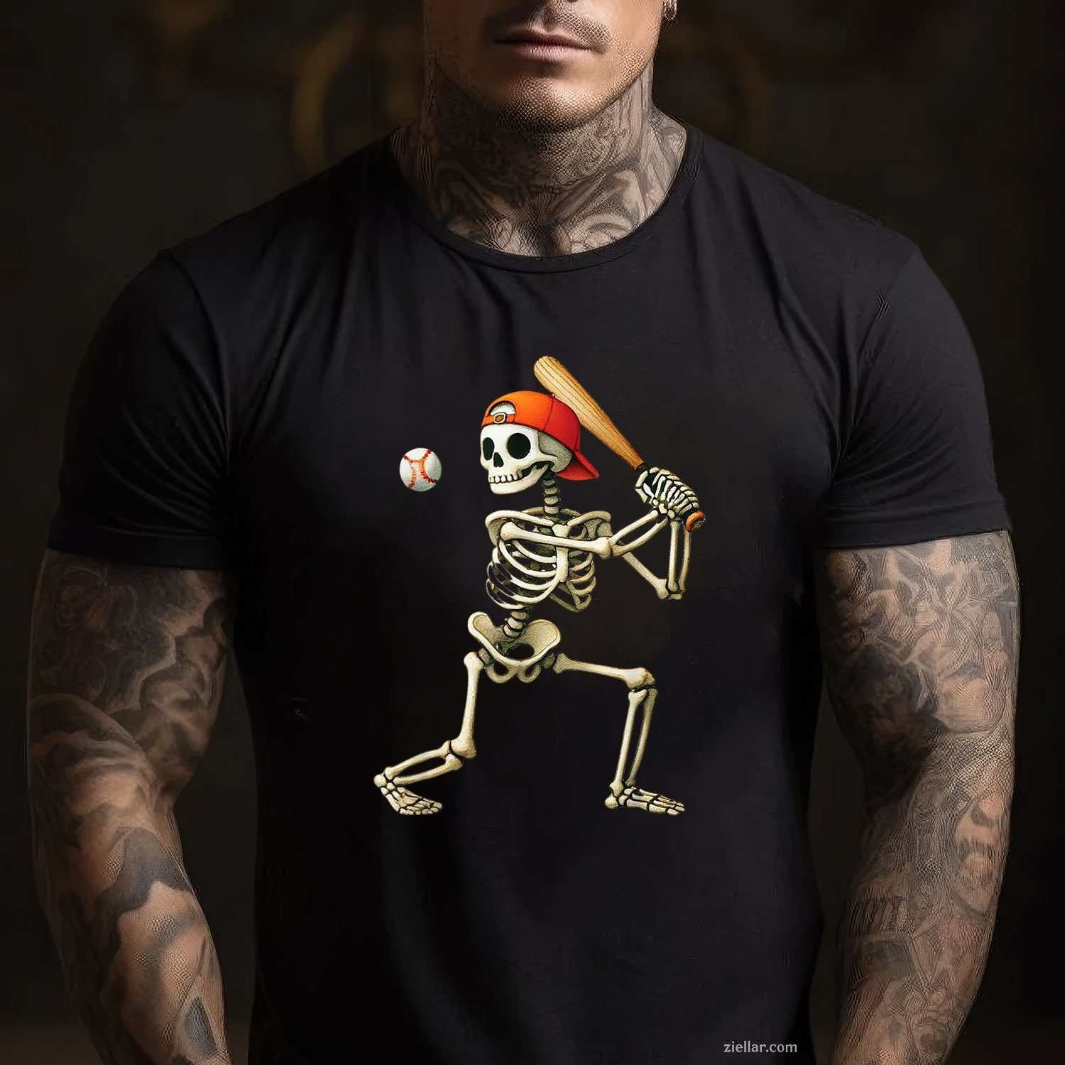 Skeleton Baseball Halloween Costume Funny Men Tee, Halloween T-Shirt for Men Women Adults Unisex, Vintage Retro Graphic, Funny Novelty Gift