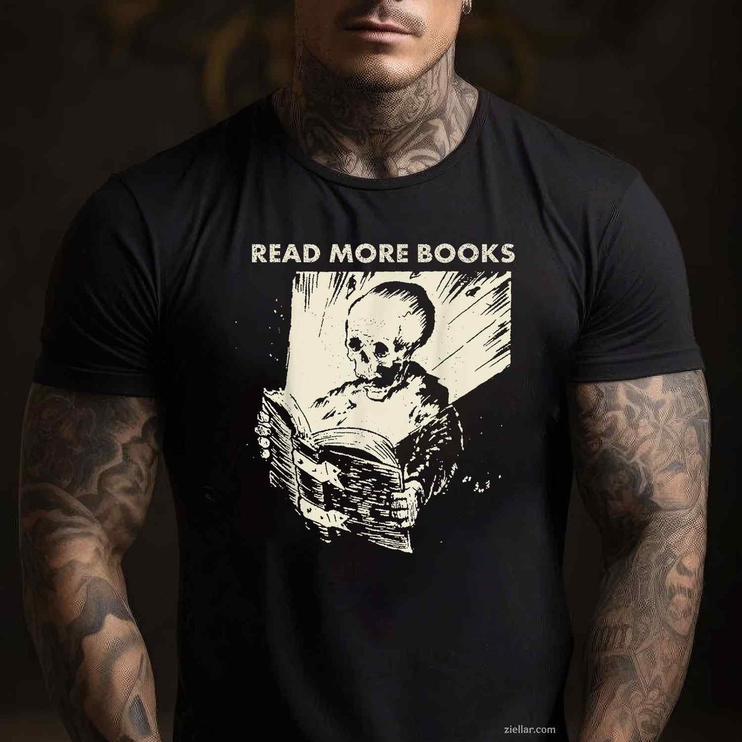 Skeleton Read More Books T-Shirt, Vintage Graphic Tee For Bookworm, Librarian, Bibliophile