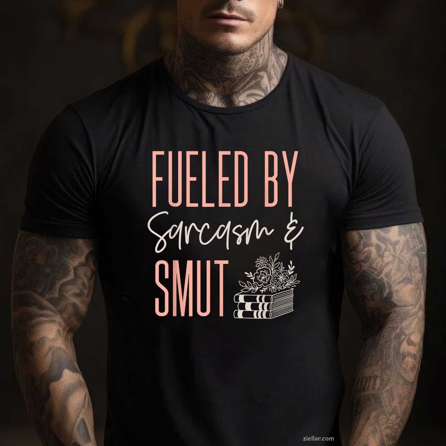 Smutty Book Lover Fueled By Sarcasm And Smut T-Shirt, Vintage Graphic Tee For Spicy Romance Readers