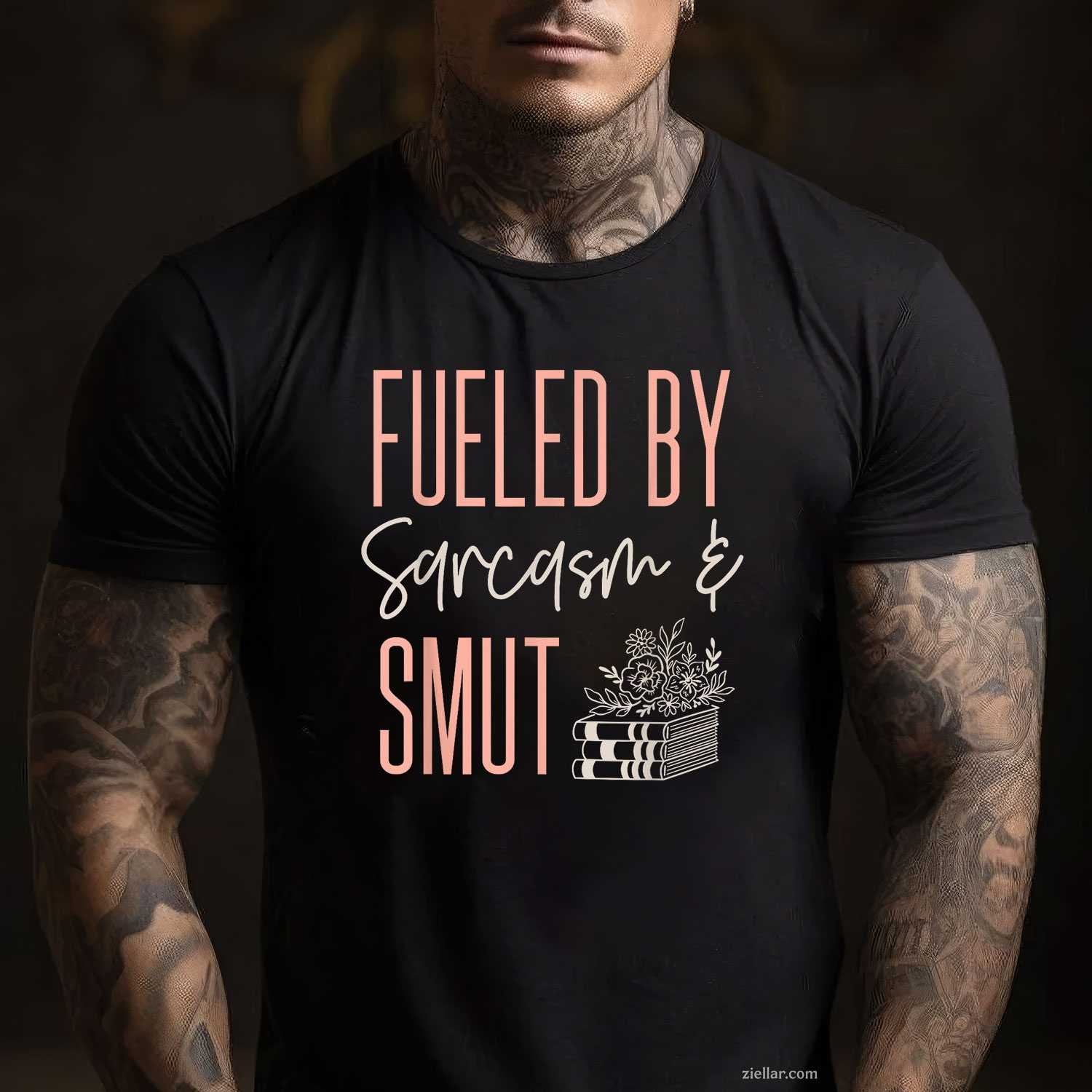 Smutty Book Lover Fueled By Sarcasm And Smut T-Shirt, Vintage Graphic Tee For Spicy Romance Readers
