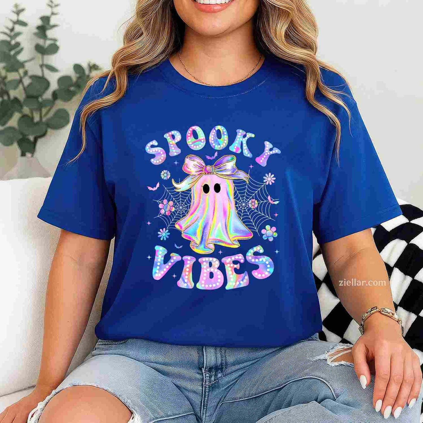 Spooky Vibes Ghost Retro Halloween Boo Boo Crew Tee, Halloween T-Shirt for Men Women Adults Unisex, Bold Statement Graphic, Party Outfit Favorite