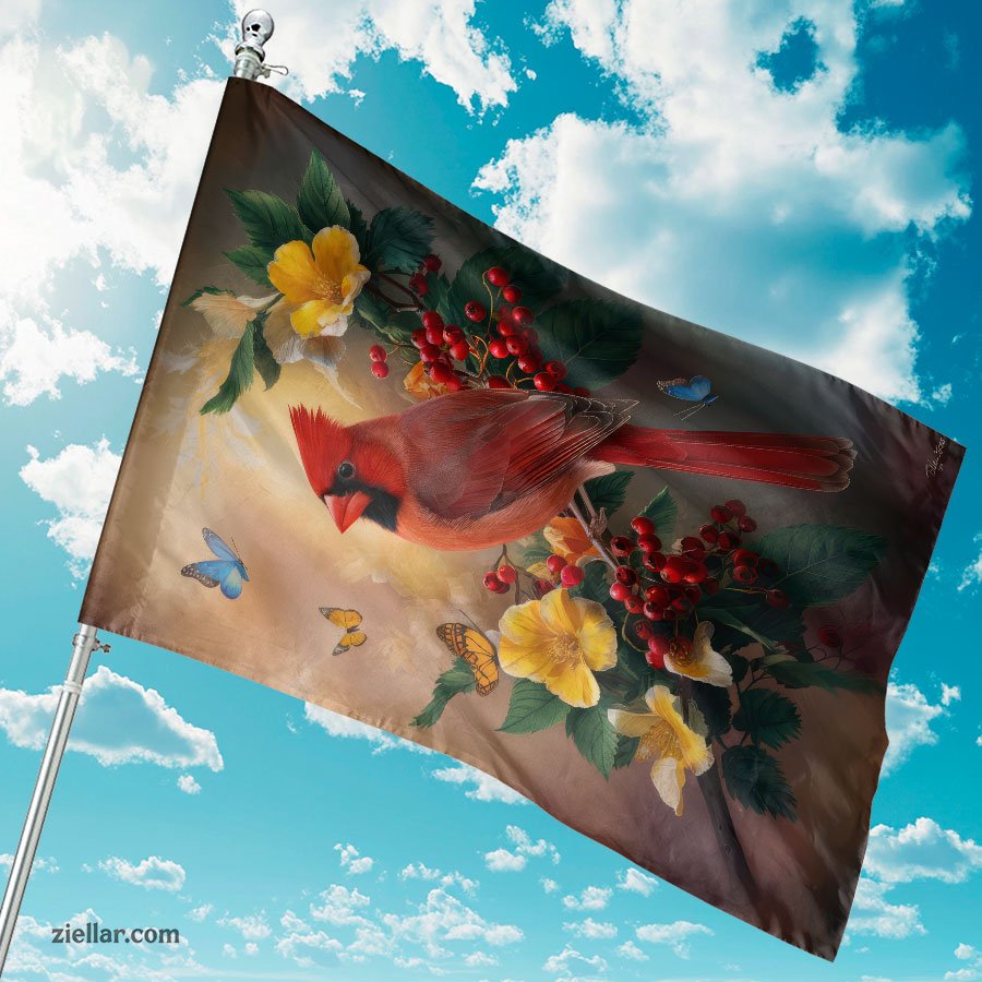 Spring Cardinal Garden Flag 12x18 Inch Double Sided Red Bird Yard Outdoor Decor