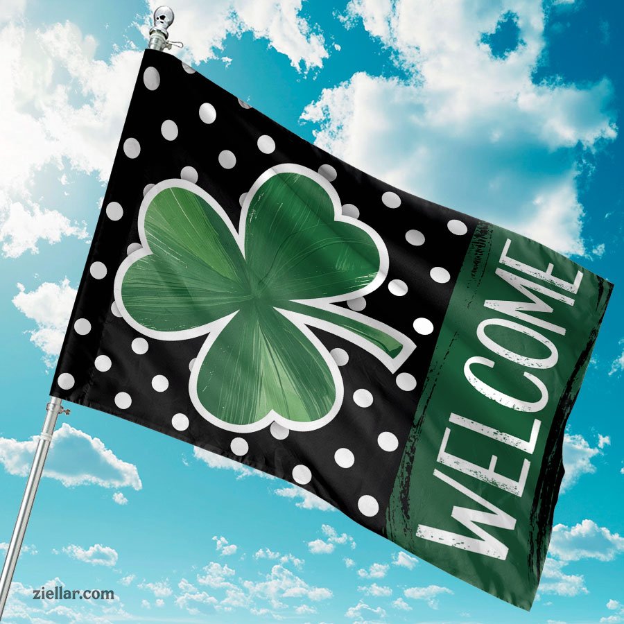 St. Patrick’s Day Shamrock Garden Flag 12x18_ Double Sided Green Clover Decor