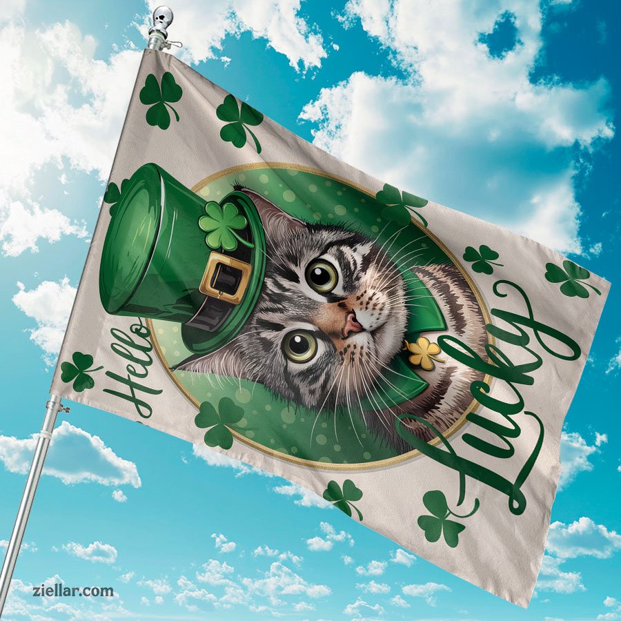 St. Patrick’s Day Cat Garden Flag 12x18 Inch Double Sided Shamrock Yard Decor