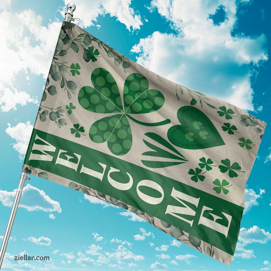 St Patricks Day Shamrock Garden Flag 12x18 Inch, Double Sided Lucky Yard Decor