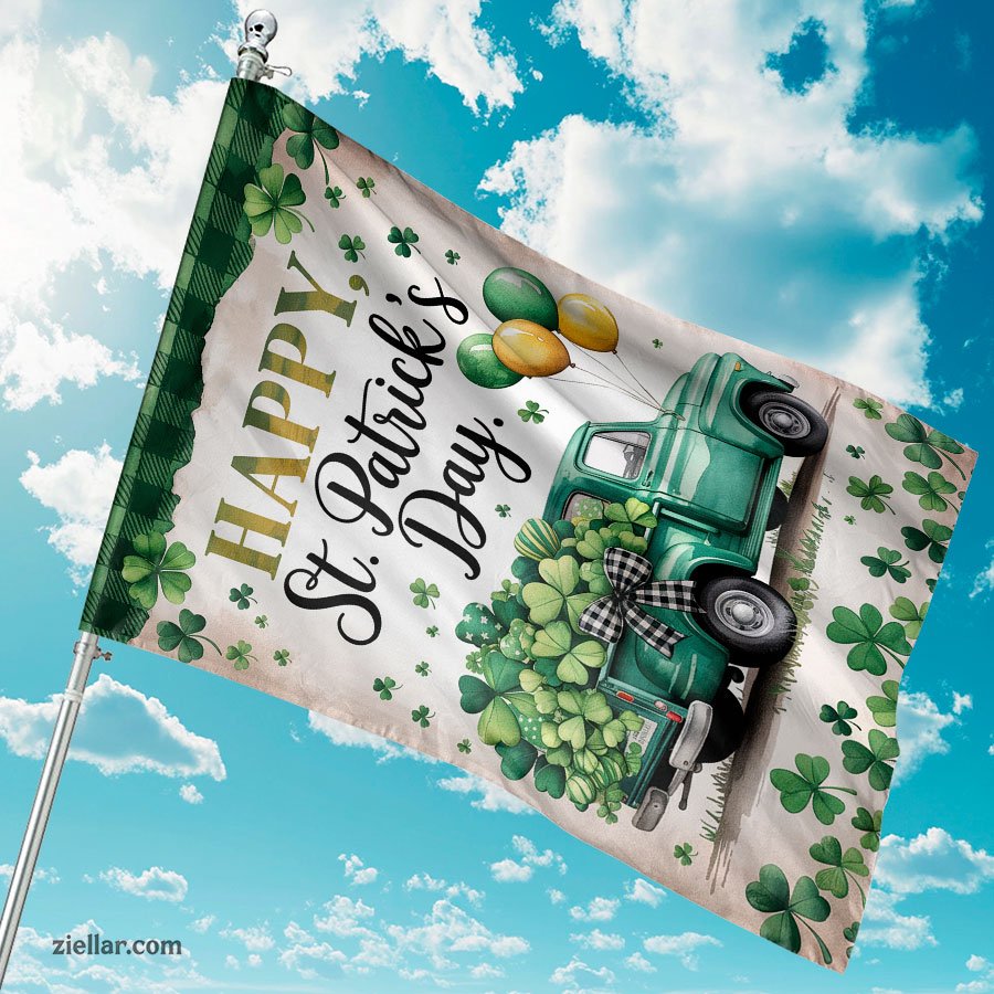 St Patricks Day Garden Flag 12x18 Inch Double Sided Blessed Shamrocks Outdoor
