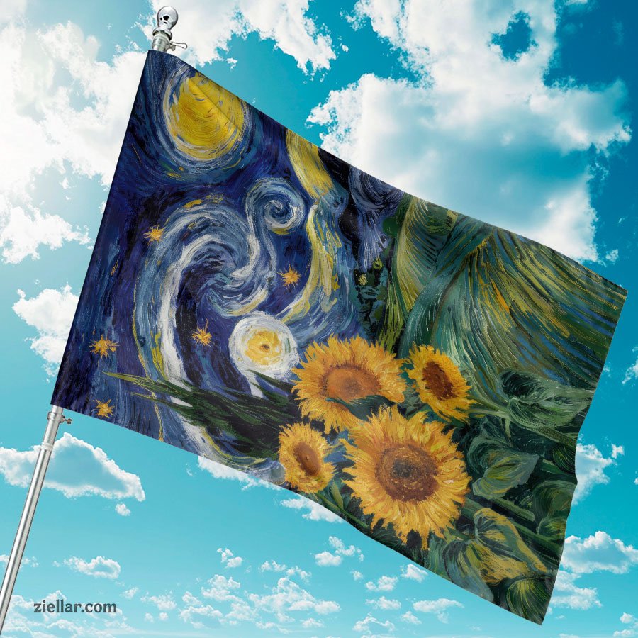 Starry Night Sunflowers Art Print Home Wall Decor Van Gogh Inspired Canvas