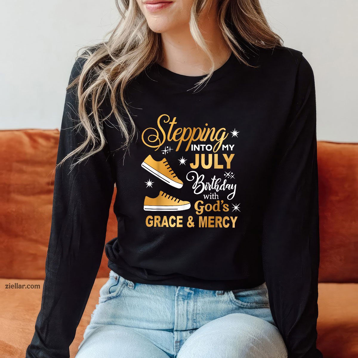 Stepping Into My July Birthday With God's Grace & Mercy Long Sleeve Shirt