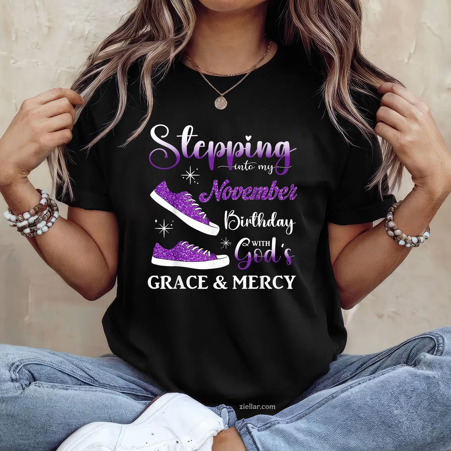 Stepping Into My November Birthday Tee and T-Shirt, Funny Women Girls Gift T-Shirt for Adults