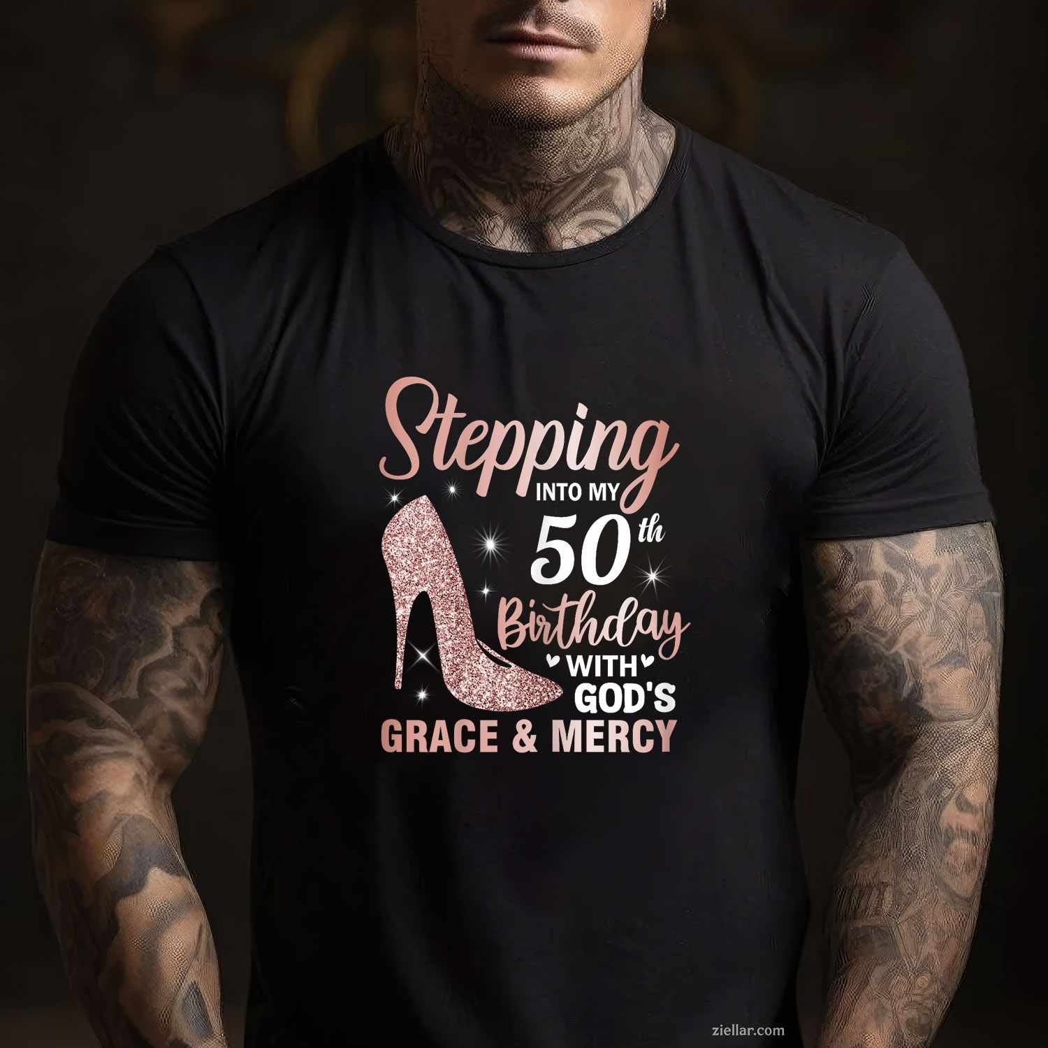 Stepping Into My 50th Birthday Shirt Women 50 Year Old Bday T-Shirt Tee
