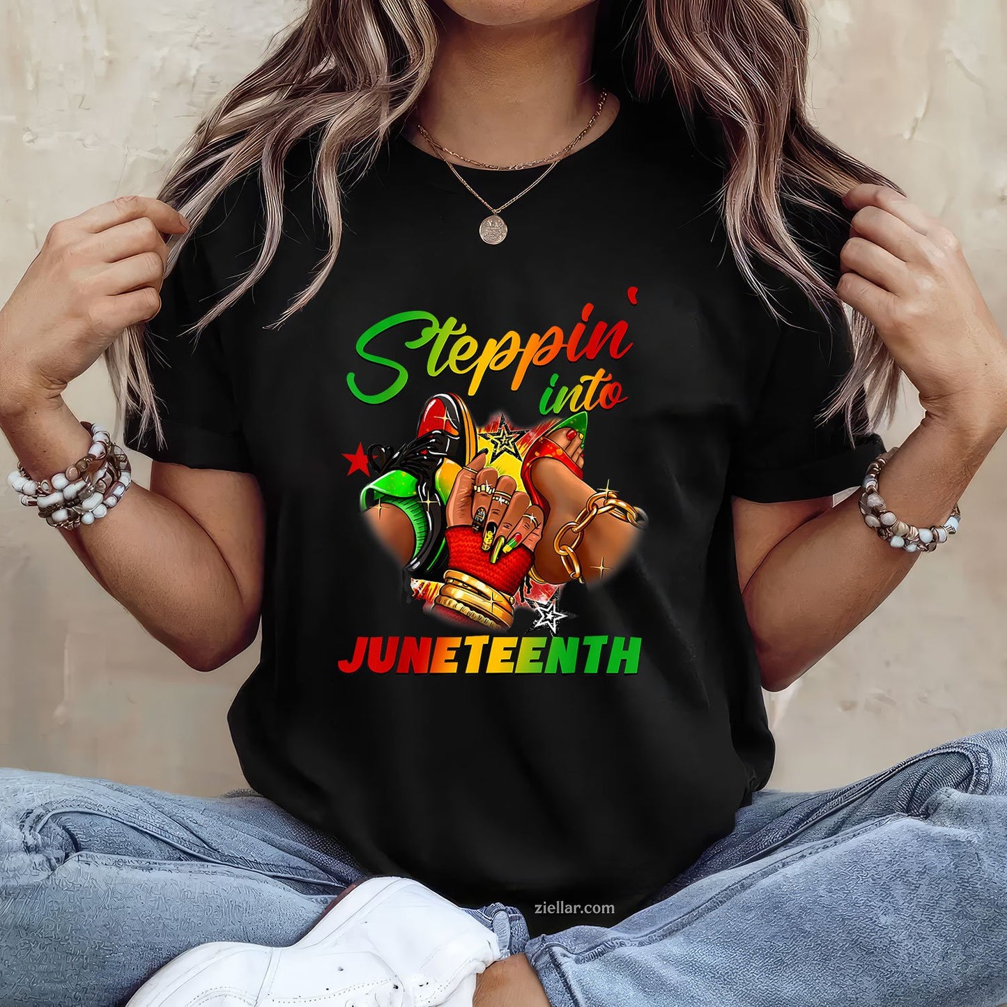 Stepping Into Juneteenth Afro Woman Black