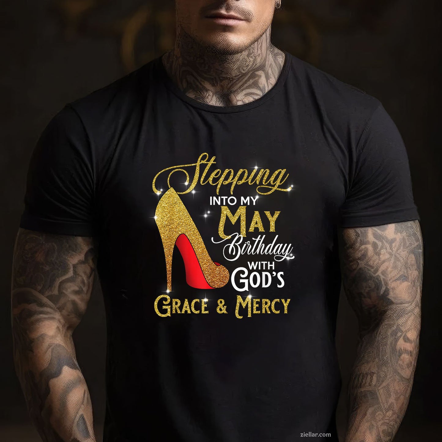 Stepping Into My May Birthday Tee and T-Shirt, With God's Grace and Mercy T-Shirt for Adults