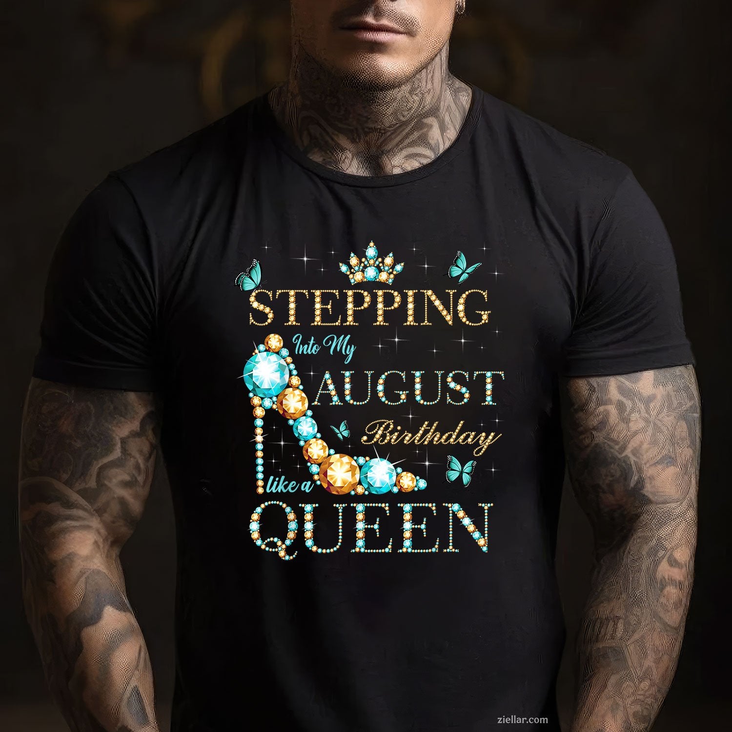Stepping Into My August Birthday Tee and T-Shirt, Queen Birthday T-Shirt Gift for Women Adults