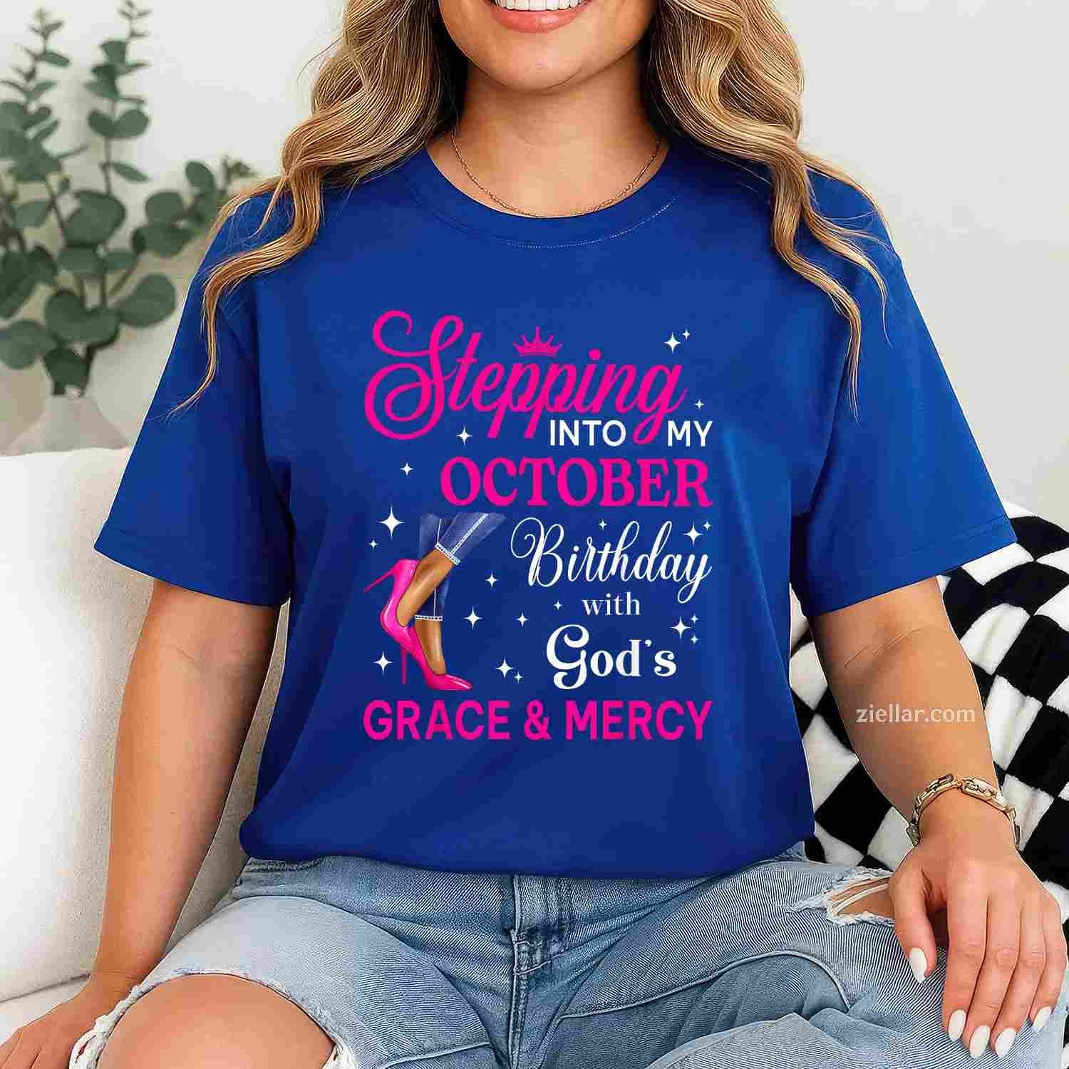 Stepping Into My October Women Women High Heels Birthday T-Shirt and Tee for Adults Men Women Unisex