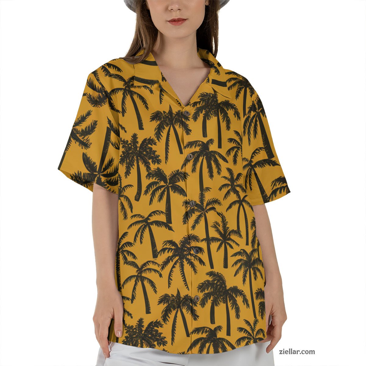 Stylish Black Palm Hawaiian Shirt Tee, Beach Vacation Shirt for Unisex