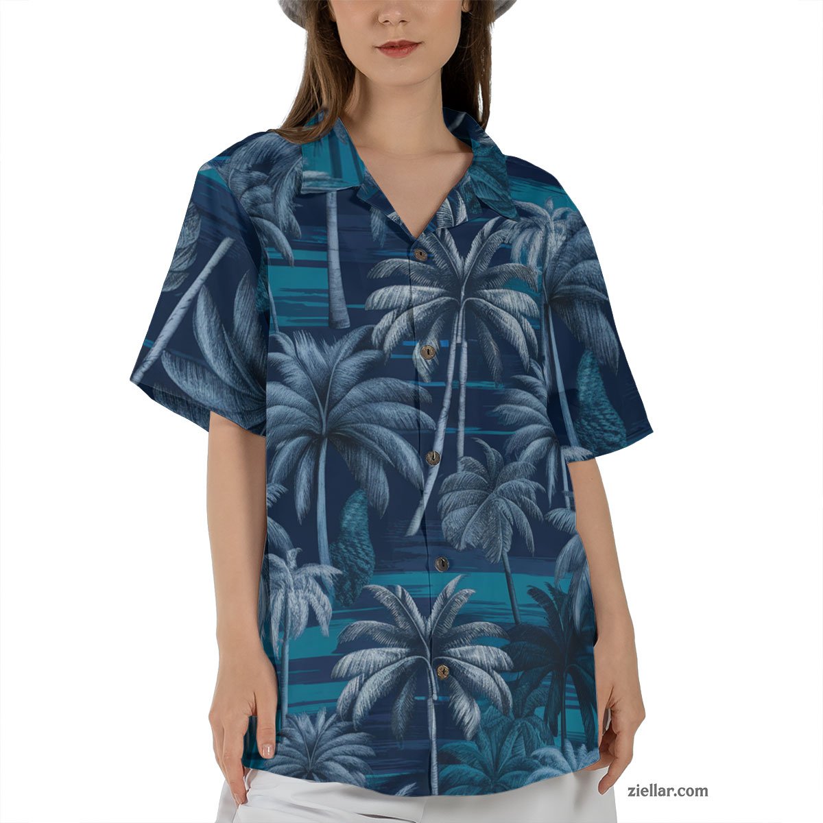 Stylish Palm Tree Hawaiian Shirt and Tee, Summer Beachwear Adults