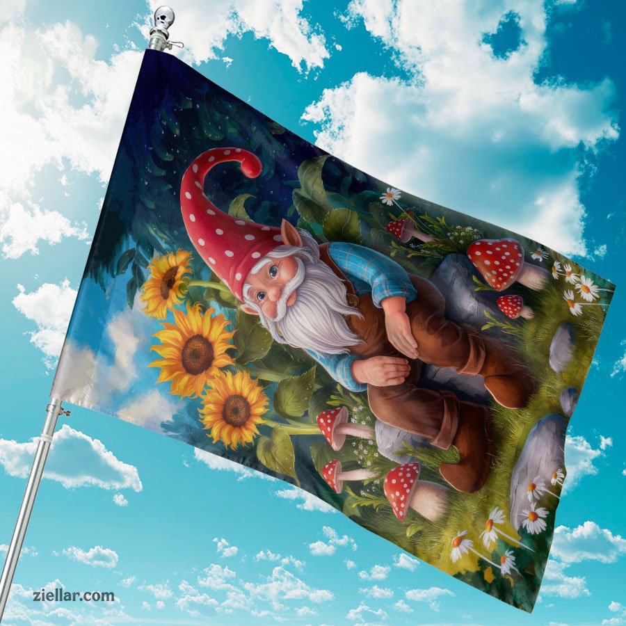 Summer Gnome Garden House Flag 28x40 Funny Floral Yard Outdoor Decoration