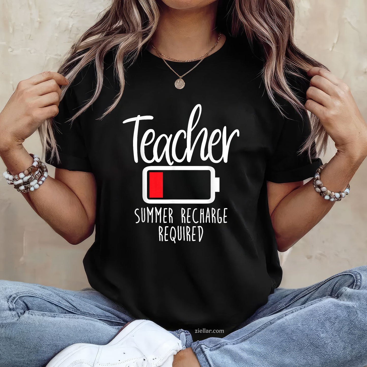 Summer Recharge Required Tee and T-Shirt, Funny Teacher Last Day of School T-Shirt for Women Adults