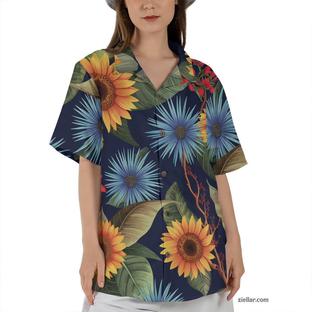 Sunflower Wildflower Hawaiian Shirt Tee, Colorful Aloha Vacation Outfit