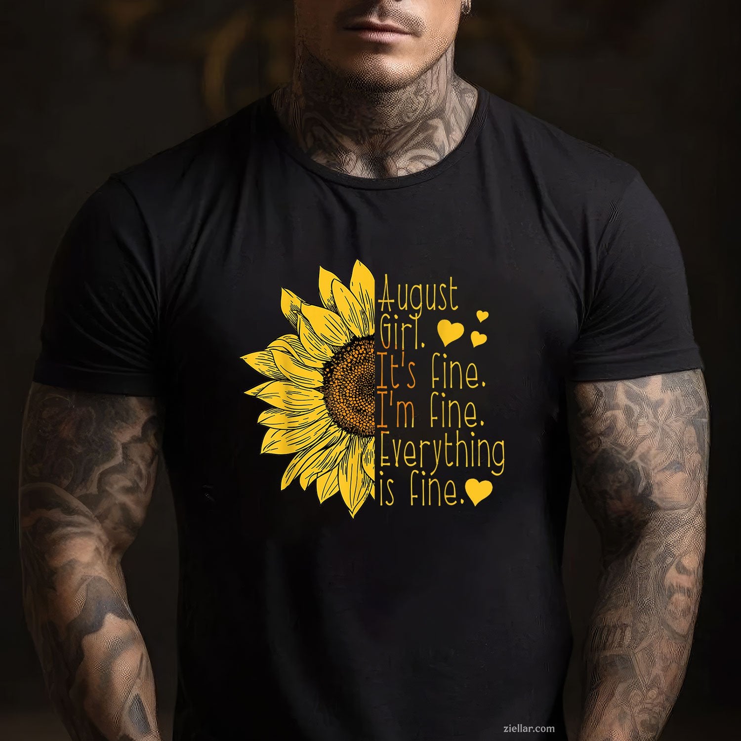 Sunflower Quote Birthday Tee and T-Shirt, August Gift T-Shirt for Women Adults