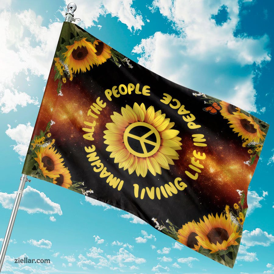 Sunflower and Butterfly Garden Flag Cosmic Peace Art Outdoor Yard Home Decor